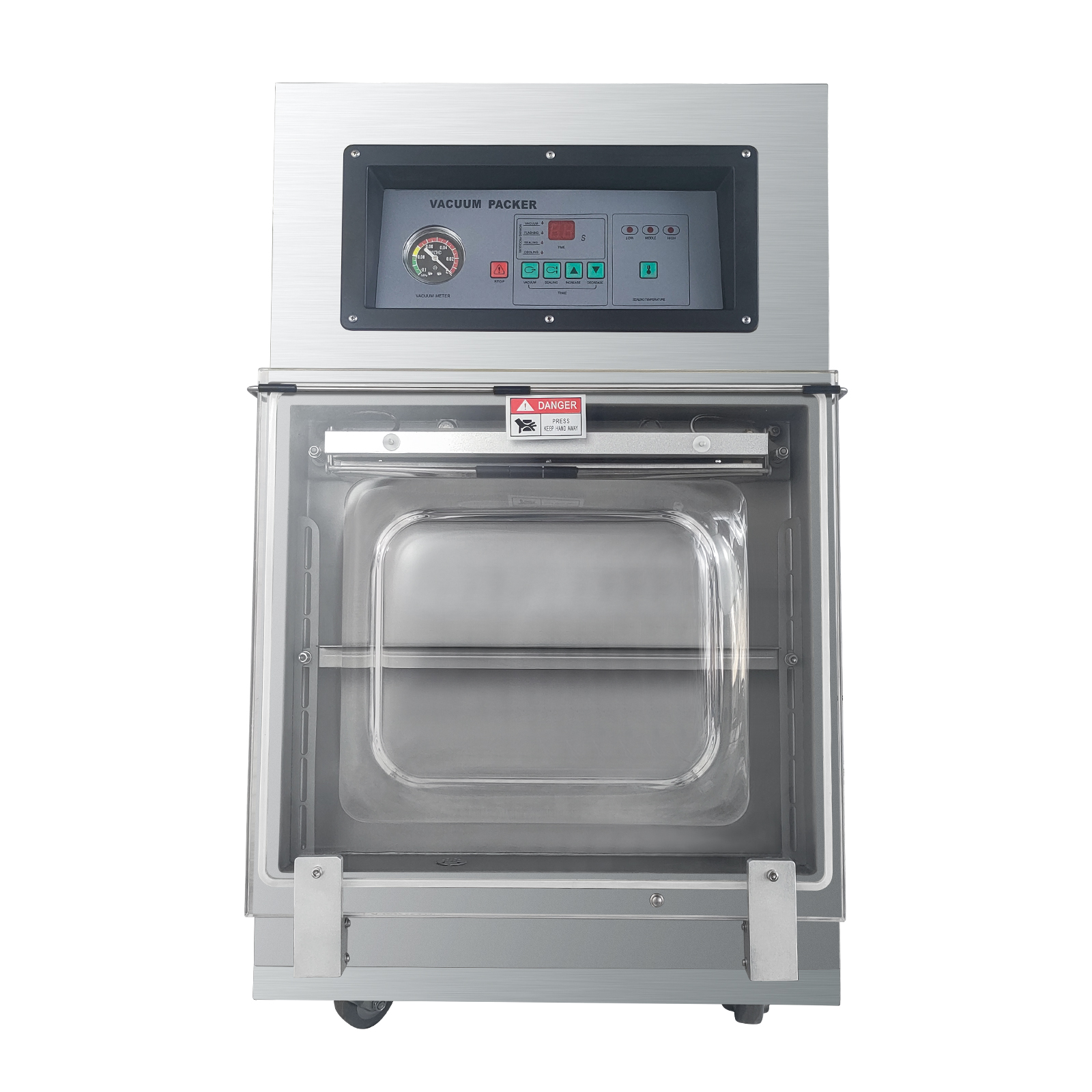 DZX-400 Tilted Vacuum Sealer for Upright Bags - Stationary Design with Swivel Wheels, Ideal for Home & Commercial Us