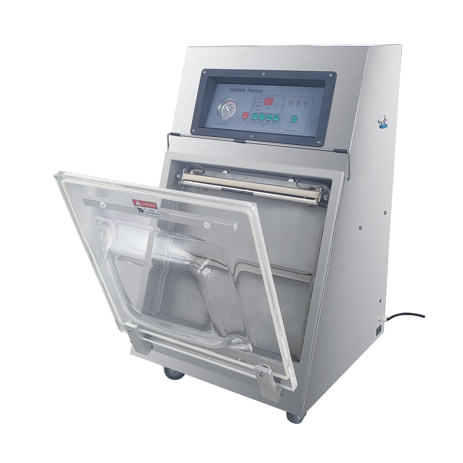 DZX-400 Tilted Vacuum Sealer for Upright Bags - Stationary Design with Swivel Wheels, Ideal for Home & Commercial Us